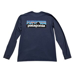 Patagonia Men’s Long Sleeve P-6 Logo Responsibility Tee navy Med